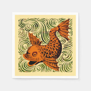 Fisch Antik Fliese Alte Kunst alte De Morgan Kunst Serviette