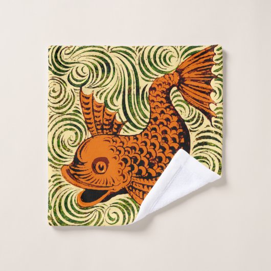Fisch Antikes Tile Alte Kunst antiken Badhandtuch Set (Waschlappen)