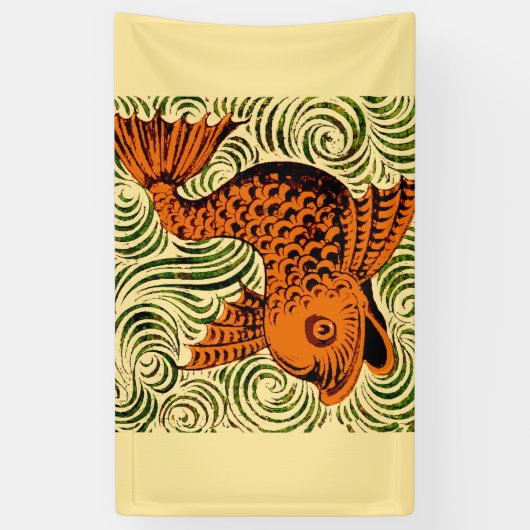 Fisch Antikes Tile Alte Kunst antiken Banner (Vertikal)