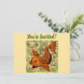 Fisch Antikes Tile Alte Kunst antiken Einladung (Stehend Vorderseite)