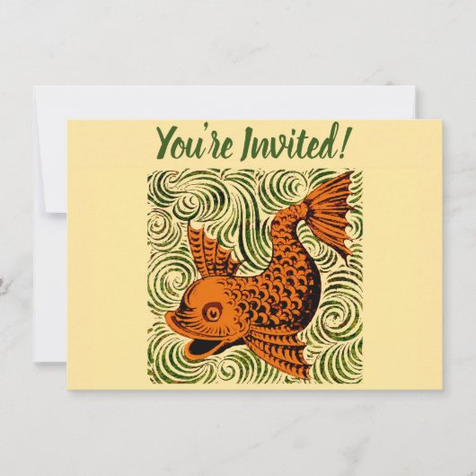 Fisch Antikes Tile Alte Kunst antiken Einladung (Vorderseite)