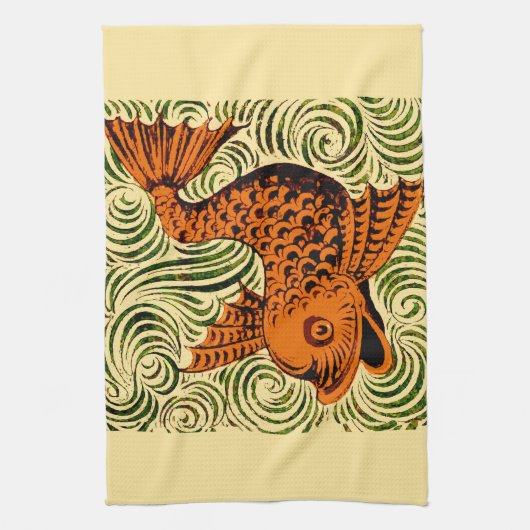 Fisch Antikes Tile Alte Kunst antiken Geschirrtuch (Vertikal)