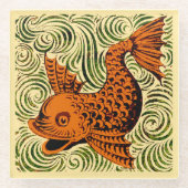 Fisch Antikes Tile Alte Kunst antiken Glasuntersetzer (Vorderseite)
