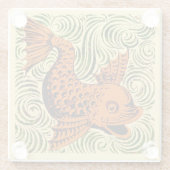 Fisch Antikes Tile Alte Kunst antiken Glasuntersetzer (Rückseite)