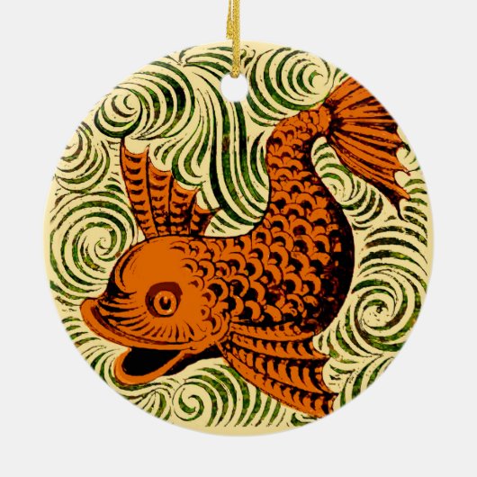 Fisch Antikes Tile Alte Kunst antiken Keramik Ornament (Hinten)