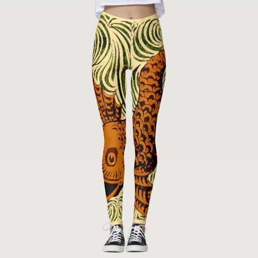 Fisch Antikes Tile Alte Kunst antiken Leggings (Vorderseite)
