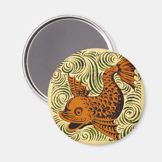 Fisch Antikes Tile Alte Kunst antiken Magnet (Vorderseite/Rückseite)