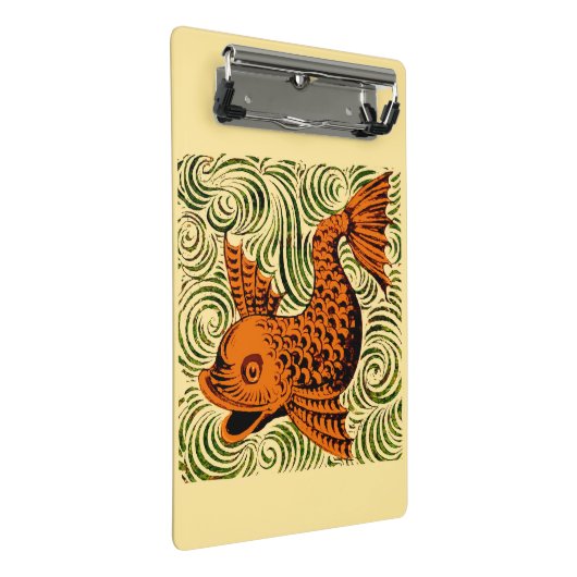 Fisch Antikes Tile Alte Kunst antiken Mini Klemmbrett (Schrägansicht)