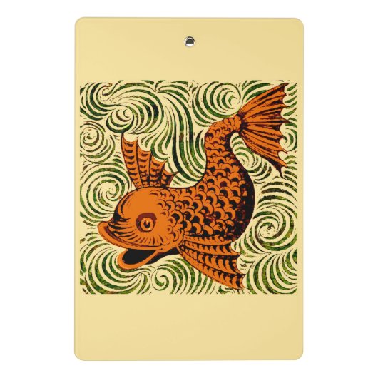 Fisch Antikes Tile Alte Kunst antiken Mini Klemmbrett (Rückseite)