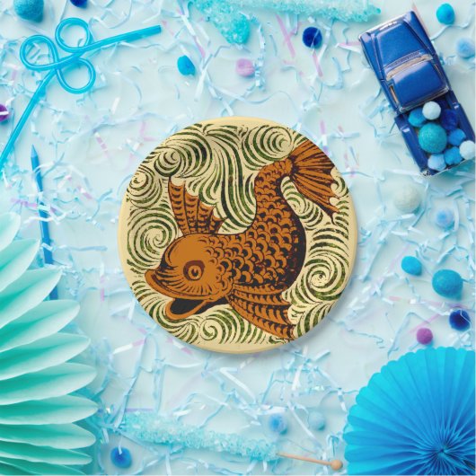 Fisch Antikes Tile Alte Kunst antiken Pappteller (Party)