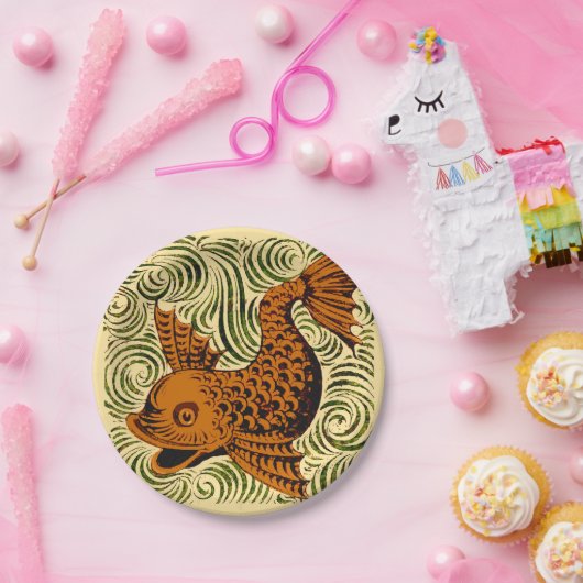 Fisch Antikes Tile Alte Kunst antiken Pappteller (Party)