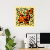 Fisch Antikes Tile Alte Kunst antiken Poster (Heimbüro)