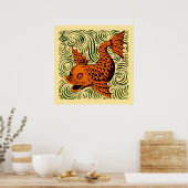 Fisch Antikes Tile Alte Kunst antiken Poster (Küche)