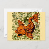 Fisch Antikes Tile Alte Kunst antiken Postkarte (Vorne/Hinten)