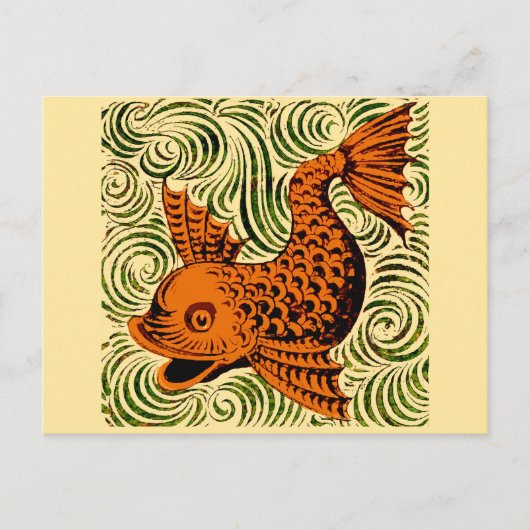 Fisch Antikes Tile Alte Kunst antiken Postkarte (Vorderseite)