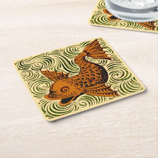 Fisch Antikes Tile Alte Kunst antiken Rechteckiger Pappuntersetzer (angewinkelt)