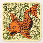 Fisch Antikes Tile Alte Kunst antiken Rechteckiger Pappuntersetzer (Vorderseite)
