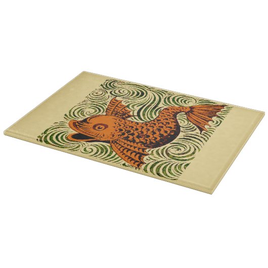 Fisch Antikes Tile Alte Kunst antiken Schneidebrett (Ecke)