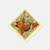 Fisch Antikes Tile Alte Kunst antiken Serviette (Ecke)