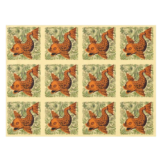 Fisch Antikes Tile Alte Kunst antiken Tischdecke (Vorderseite (Horizontal))