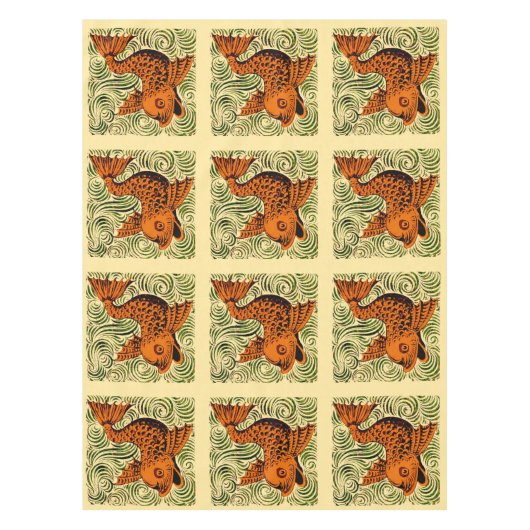 Fisch Antikes Tile Alte Kunst antiken Tischdecke (Vorderseite)