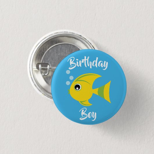 Fisch Aquarium 1 Geburtstag Button Button (Vorne & Hinten)