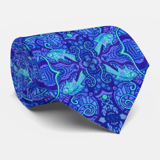 Fisch Arabesque Unterwasser Bohemisches Muster Lil Krawatte