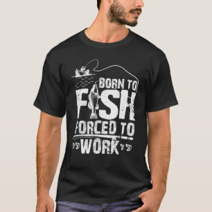 Fisch Arbeit Angeln Fischer Witz Wortspiel Retro V T-Shirt