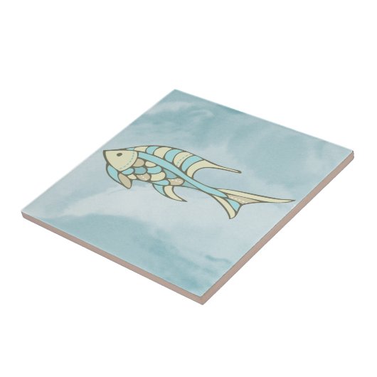 Fisch Art Blue Mosaic Nautical Fliese (Seite)