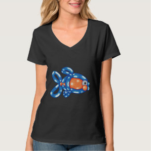 Fisch Art entwirren Orange und Blue Balloon wirbel T-Shirt
