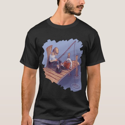 Fisch auf Bassfarbe T-Shirt (Vorderseite)