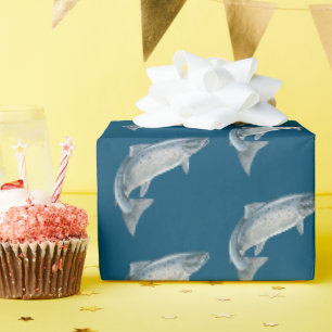 Fisch auf blauem Grund Geschenkpapier