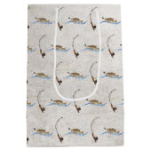 Fisch auf dem Vintagen Fischpol Mittelgeschenktasc Mittlere Geschenktüte (Rückseite)