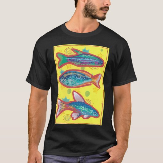 Fisch auf Gelb T-Shirt (Vorderseite)