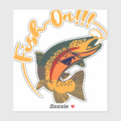 Fisch auf Regenbogenforellen Fischerei Aufkleber (Blatt)