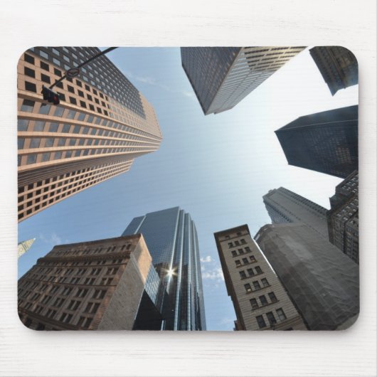 Fisch-Auge Linse des Gebäude, Boston, US Mousepad (Vorne)