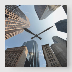 Fisch-Auge Linse des Gebäude, Boston, US Quadratische Wanduhr