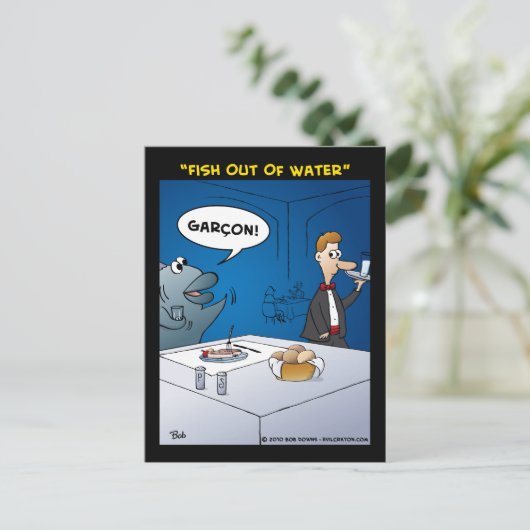 "Fisch aus Wasser" Postkarte (Stehend Vorderseite)