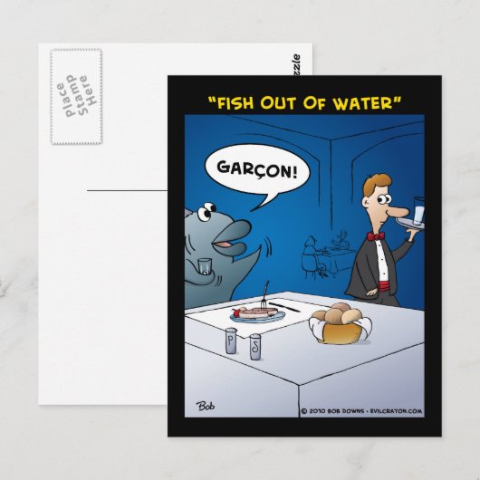 "Fisch aus Wasser" Postkarte (Vorne/Hinten)