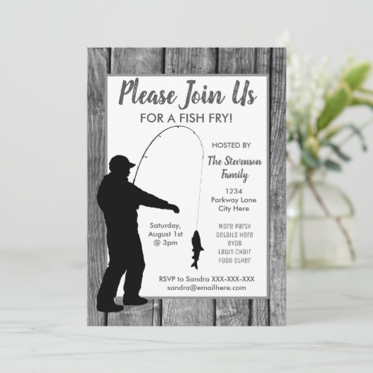 Fisch Backyard Summer GRILLEN Party Einladung (Stehend Vorderseite)