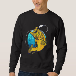 Fisch Bass Fisherman Freshwater Fishing Team Fange Sweatshirt