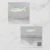 *~* Fisch Beach SILVER Sand Sea Essen tropisch Quadratische Visitenkarte (Vorne/Hinten)