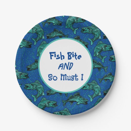 Fisch Bite Walleye Fischen Pappteller (Vorderseite)