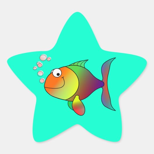Fisch: Blasen Klassischer Rundaufkleber Stern-Aufkleber (Vorderseite)