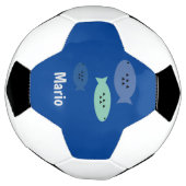 Fisch Blau Monogramm Name Fußball (Gedreht)