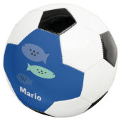 Fisch Blau Monogramm Name Fußball (Dreiviertel)