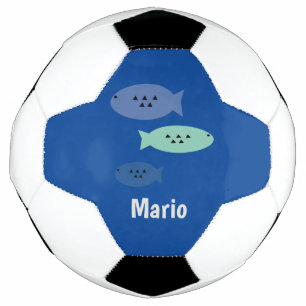 Fisch Blau Monogramm Name Fußball