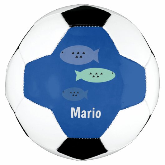Fisch Blau Monogramm Name Fußball (Vorderseite)
