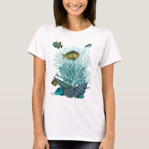 Fisch-blaue Muscheln und Korallen T-Shirt