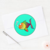 Fisch: Blühende Blasen Runder Aufkleber (Umschlag)